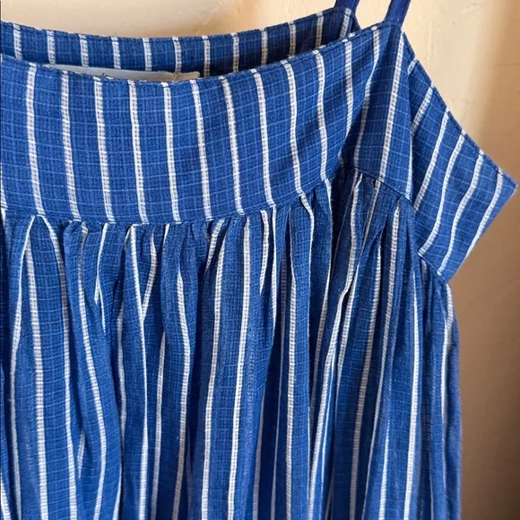 $650 Mes Demoiselles Eva ParisStripe Tiered Maxi Midi Dress Blue...